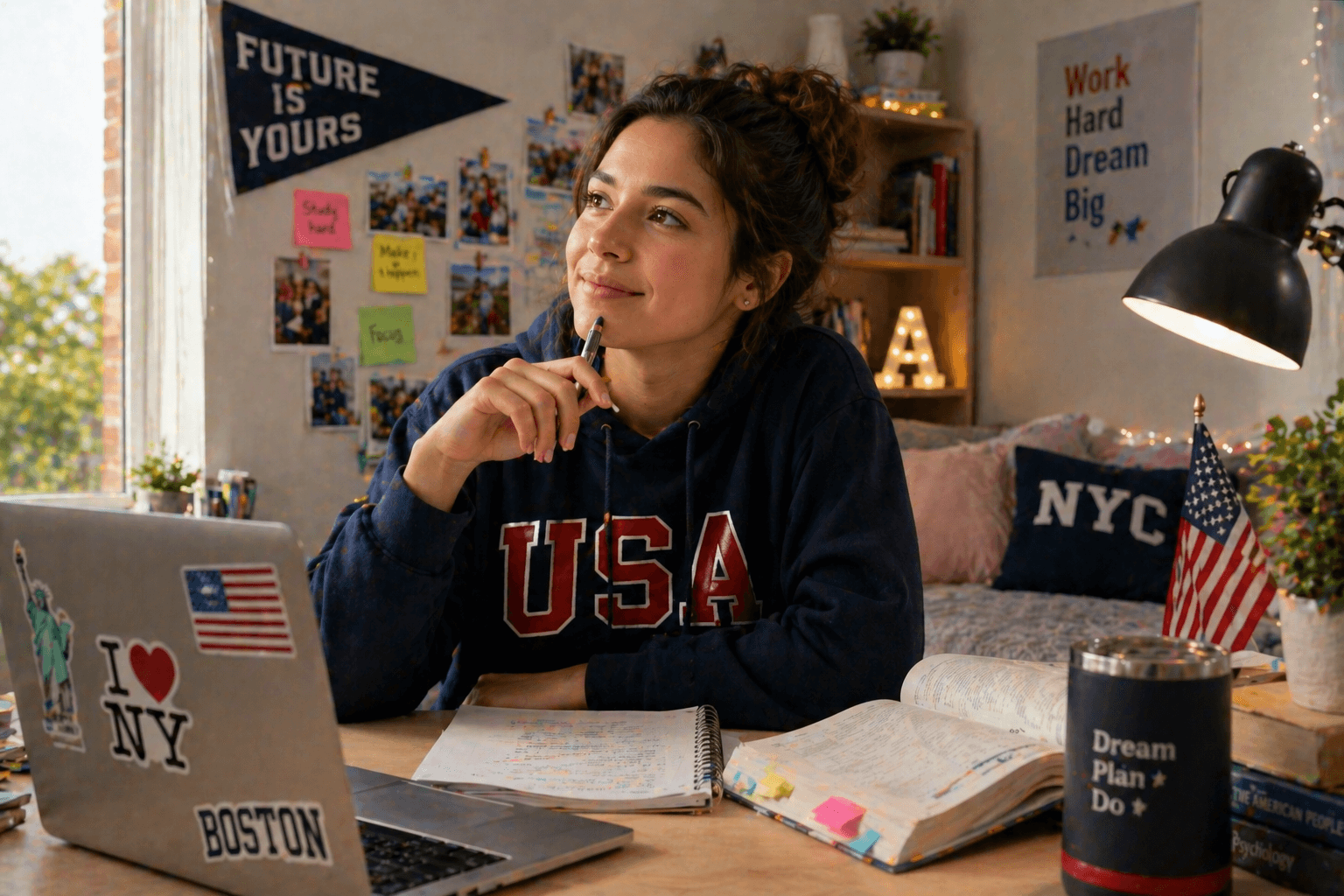 Estudiante emocionado con su visa americana aprobada